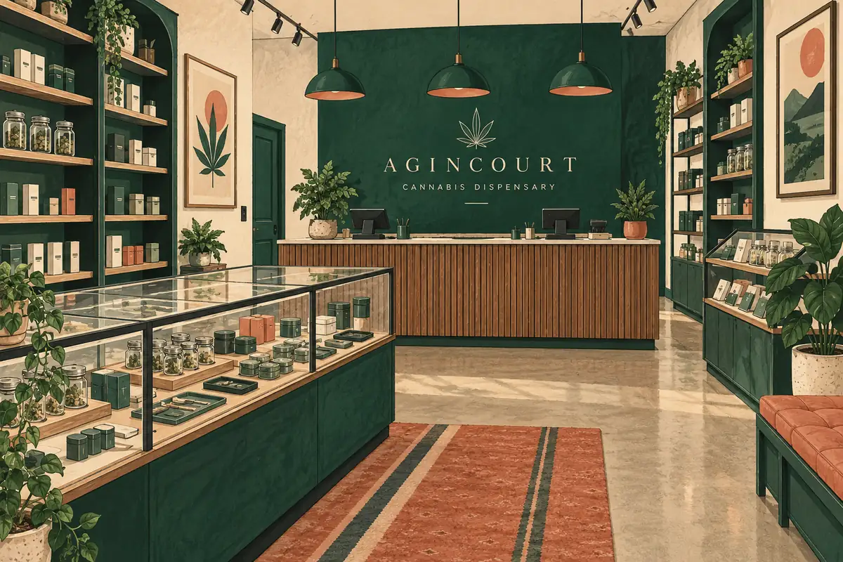 Illustrated Agincourt Cannabis Dispensary interior concept Illustrated sales-floor concept for Agincourt Cannabis Dispensary on Sheppard Avenue East